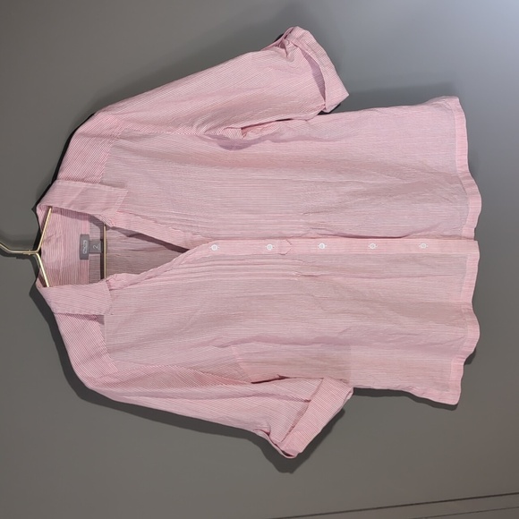Chico's Red White Striped Cotton Button Down - Picture 1 of 5